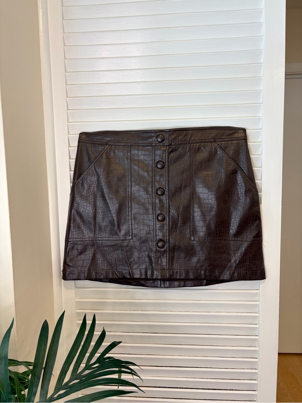 House of Harlow 1960 Croc-Embossed Faux Leather Mini Skirt Size 12